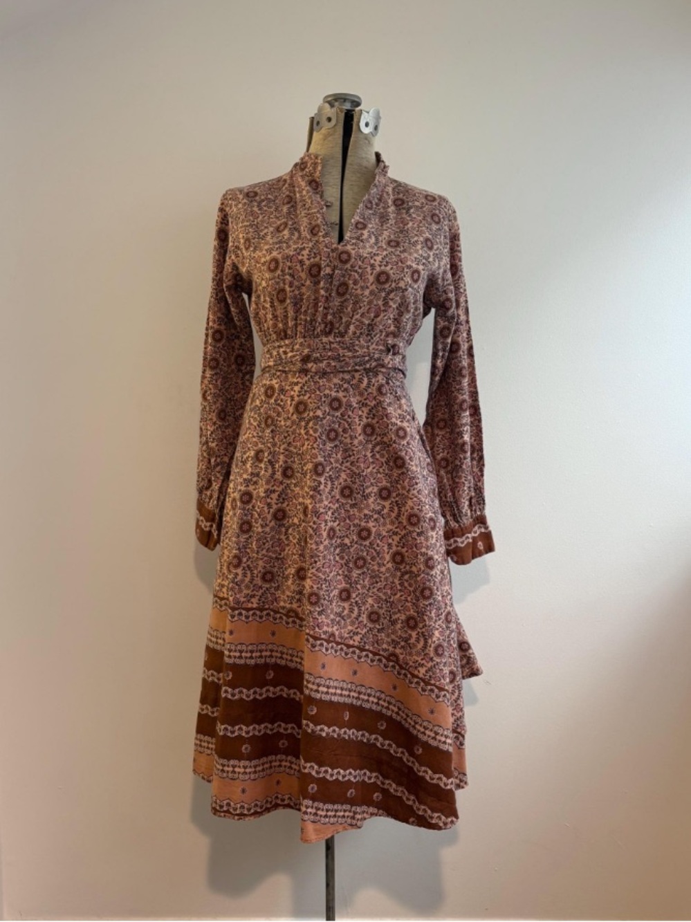 Vintage 60s-70s Indian block-print skirt and blouse set, size S-M